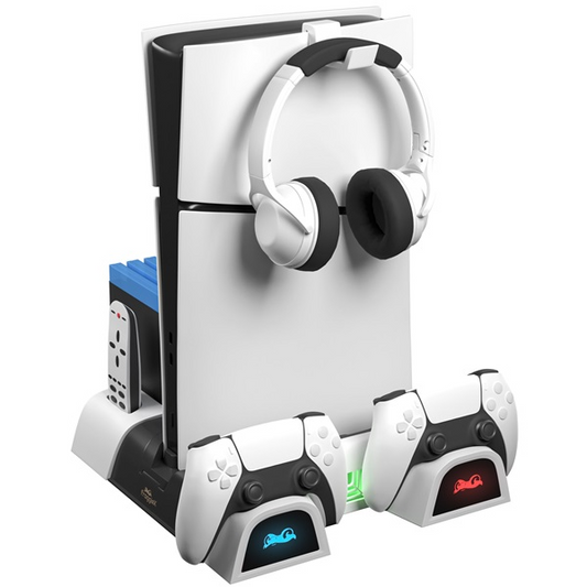 Froggie PS5/PS5 Slim Kiegészítő Ventilátoros állvány + Headset tartó - Fehér (FX-P5-C4-W)-0